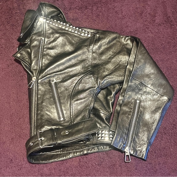 DKNY 100% Sheep Leather Motorcycles Jacket - Picture 3 of 7